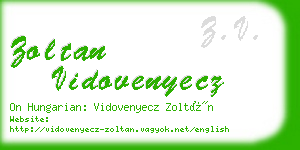 zoltan vidovenyecz business card